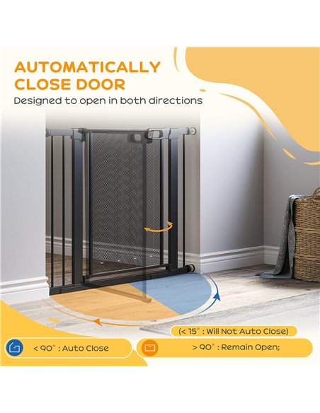 PawHut Pressure Fit Safety Gate, for Staircases, Hallways, Doorways w/ Extensions Kit, 75-103CM Adjustable Width - Black - pic 143241 | FastDaddyshop