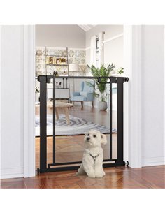 PawHut Dog Safety Gate, for Hallways, Staircases, Doors w/ Automatic Closing Door - Black 2