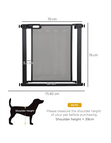 PawHut Dog Safety Gate, for Hallways, Staircases, Doors w/ Automatic Closing Door - Black