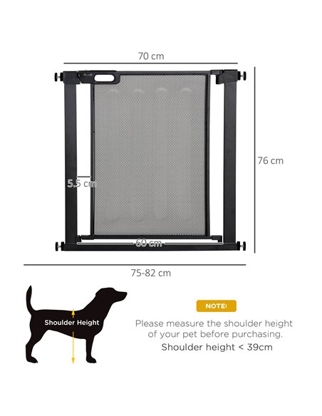 PawHut Dog Safety Gate, for Hallways, Staircases, Doors w/ Automatic Closing Door - Black - pic 143248 | FastDaddyshop