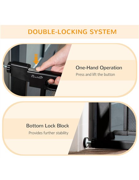 PawHut Dog Safety Gate, for Hallways, Staircases, Doors w/ Automatic Closing Door - Black - pic 143249 | FastDaddyshop