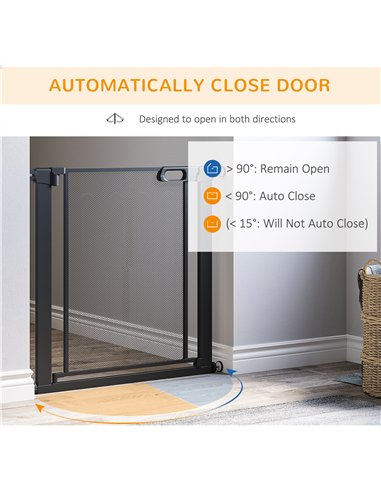 PawHut Dog Safety Gate, for Hallways, Staircases, Doors w/ Automatic Closing Door - Black
