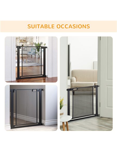 PawHut Dog Safety Gate, for Hallways, Staircases, Doors w/ Automatic Closing Door - Black - pic 143252 | FastDaddyshop