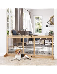 PawHut Freestanding Dog Gate, Foldable Pet Fence, Indoor Wood Barrier, Stair Gate with Support Feet, for Doorway, Hallway, Small 2