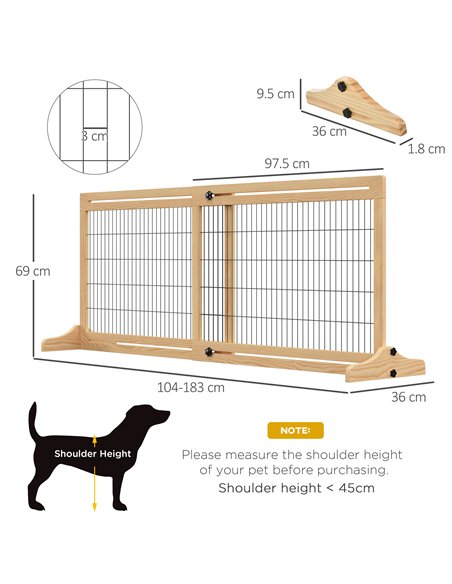 PawHut Freestanding Dog Gate, Foldable Pet Fence, Indoor Wood Barrier, Stair Gate with Support Feet, for Doorway, Hallway, Small - pic 143257 | FastDaddyshop