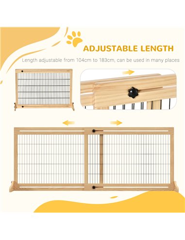 PawHut Freestanding Dog Gate, Foldable Pet Fence, Indoor Wood Barrier, Stair Gate with Support Feet, for Doorway, Hallway, Small