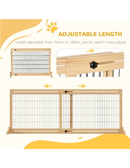 PawHut Freestanding Dog Gate, Foldable Pet Fence, Indoor Wood Barrier, Stair Gate with Support Feet, for Doorway, Hallway, Small - pic 143258 | FastDaddyshop