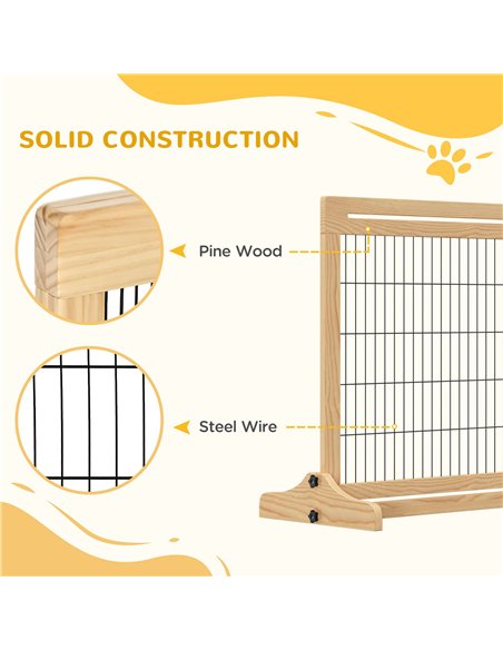 PawHut Freestanding Dog Gate, Foldable Pet Fence, Indoor Wood Barrier, Stair Gate with Support Feet, for Doorway, Hallway, Small - pic 143260 | FastDaddyshop