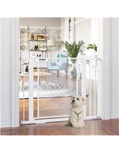 PawHut Pet Safety Gate, for Doorways, Staircases, Hallways, with Extensions Kit, 75-103cm - White 2