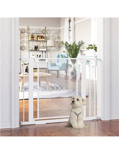 PawHut Pet Safety Gate, for Doorways, Staircases, Hallways, with Extensions Kit, 75-103cm - White