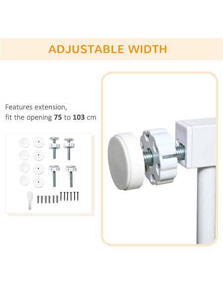 PawHut Pet Safety Gate, for Doorways, Staircases, Hallways, with Extensions Kit, 75-103cm - White - pic 143269 | FastDaddyshop