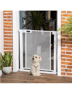 PawHut Pet Safety Gate, for Doorways, Staircases, Hallways, with 75-82cm Adjustable Width - White 2