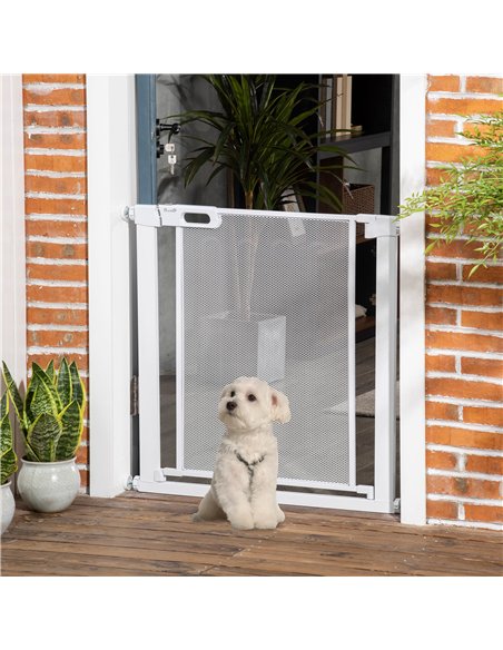 PawHut Pet Safety Gate, for Doorways, Staircases, Hallways, with 75-82cm Adjustable Width - White - pic 143274 | FastDaddyshop