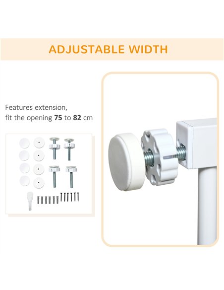 PawHut Pet Safety Gate, for Doorways, Staircases, Hallways, with 75-82cm Adjustable Width - White - pic 143278 | FastDaddyshop