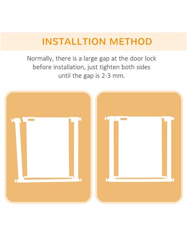 PawHut Pet Safety Gate, for Doorways, Staircases, Hallways, with 75-82cm Adjustable Width - White