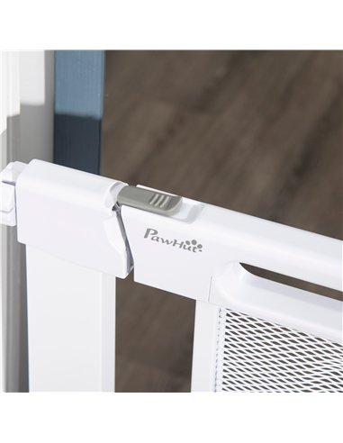 PawHut Pet Safety Gate, for Doorways, Staircases, Hallways, with 75-82cm Adjustable Width - White