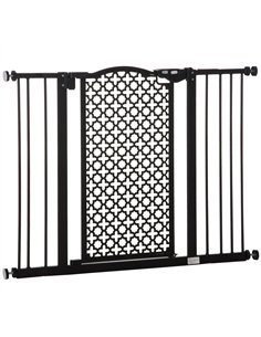 PawHut 74-105cm Pet Safety Gate Stair Barrier, with Auto Close, Double Locking - Black