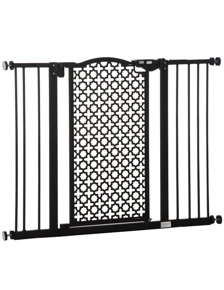 PawHut 74-105cm Pet Safety Gate Stair Barrier, with Auto Close, Double Locking - Black - pic 143282 | FastDaddyshop