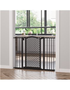 PawHut 74-105cm Pet Safety Gate Stair Barrier, with Auto Close, Double Locking - Black 2