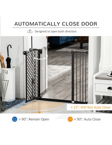 PawHut 74-105cm Pet Safety Gate Stair Barrier, with Auto Close, Double Locking - Black