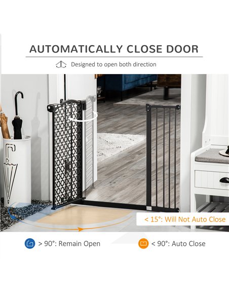 PawHut 74-105cm Pet Safety Gate Stair Barrier, with Auto Close, Double Locking - Black - pic 143286 | FastDaddyshop
