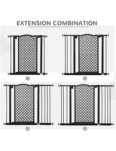 PawHut 74-105cm Pet Safety Gate Stair Barrier, with Auto Close, Double Locking - Black