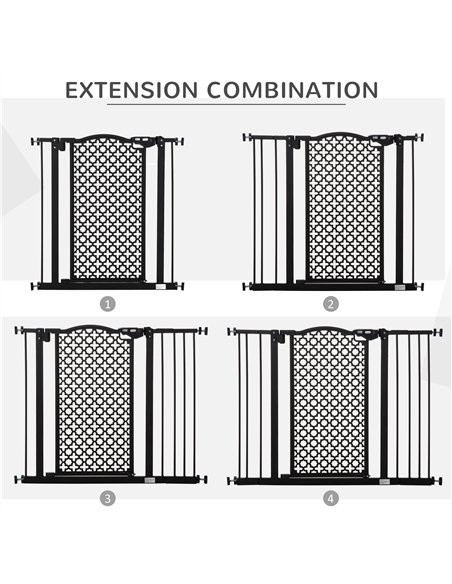 PawHut 74-105cm Pet Safety Gate Stair Barrier, with Auto Close, Double Locking - Black - pic 143288 | FastDaddyshop