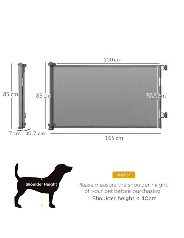 PawHut Foldable Pet Gate, for Stairs, Doorways, Corridors - Grey