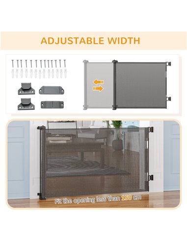 PawHut Foldable Pet Gate, for Stairs, Doorways, Corridors - Grey