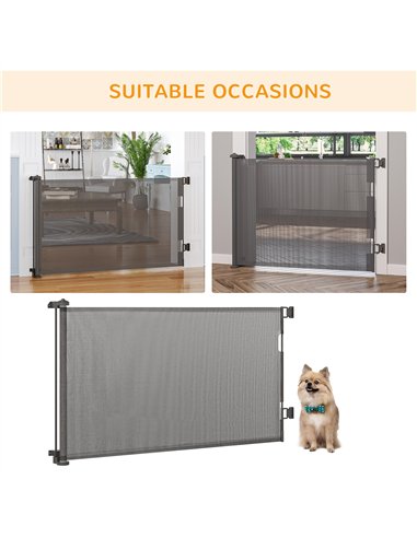 PawHut Foldable Pet Gate, for Stairs, Doorways, Corridors - Grey