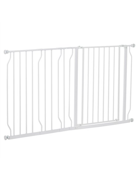 PawHut Extra Wide Dog Safety Gate, with Door Pressure, for Doorways, Hallways, Staircases - White - pic 143300 | FastDaddyshop
