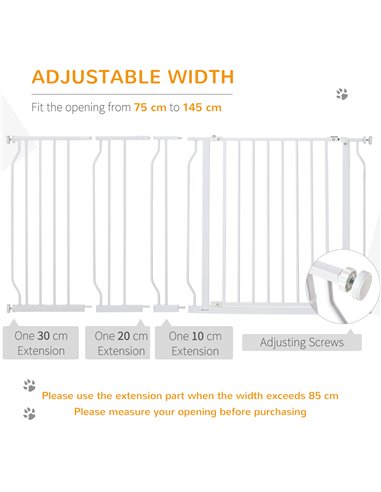 PawHut Extra Wide Dog Safety Gate, with Door Pressure, for Doorways, Hallways, Staircases - White