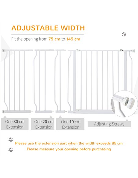 PawHut Extra Wide Dog Safety Gate, with Door Pressure, for Doorways, Hallways, Staircases - White - pic 143304 | FastDaddyshop