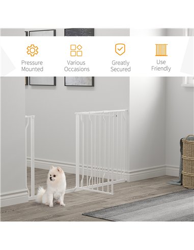 PawHut Extra Wide Dog Safety Gate, with Door Pressure, for Doorways, Hallways, Staircases - White