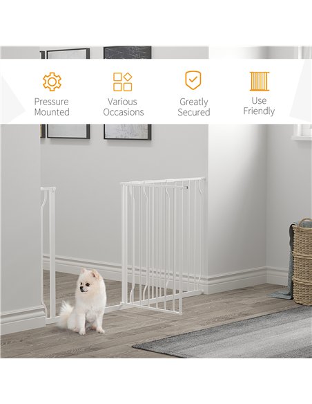PawHut Extra Wide Dog Safety Gate, with Door Pressure, for Doorways, Hallways, Staircases - White - pic 143305 | FastDaddyshop
