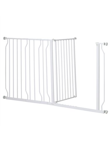 PawHut Extra Wide Dog Safety Gate, with Door Pressure, for Doorways, Hallways, Staircases - White