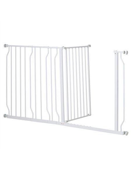 PawHut Extra Wide Dog Safety Gate, with Door Pressure, for Doorways, Hallways, Staircases - White - pic 143306 | FastDaddyshop