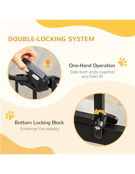 PawHut Pet Gate Safety Gate, with Cat Flap, Auto Close, for Staircases, Doorways, Hallways, 74-105cm Wide - Black - pic 143312 | FastDaddyshop
