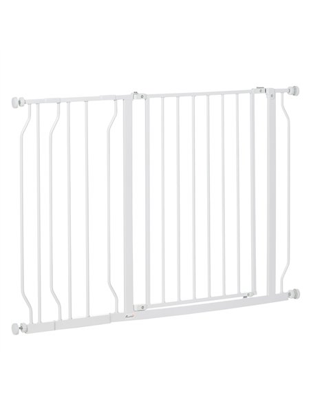 PawHut Wide Dog Safety Gate, with Door Pressure, for Doorways, Hallways, Staircases - White - pic 143318 | FastDaddyshop