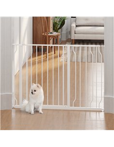 PawHut Wide Dog Safety Gate, with Door Pressure, for Doorways, Hallways, Staircases - White 2