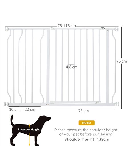 PawHut Wide Dog Safety Gate, with Door Pressure, for Doorways, Hallways, Staircases - White - pic 143320 | FastDaddyshop