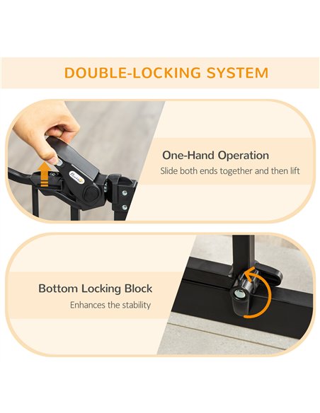 PawHut Extra Tall Pet Gate, Indoor Dog Safety Gate, with Cat Flap, Auto Close, 74-101cm Wide - Black - pic 143330 | FastDaddyshop
