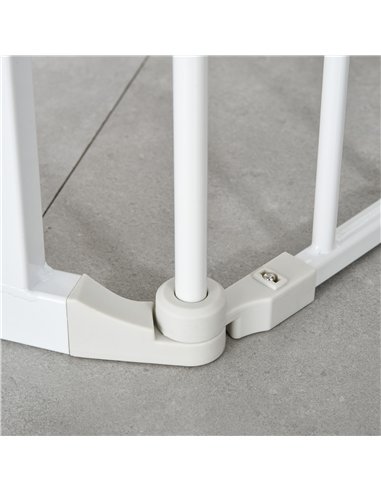 PawHut Pet Safety Gate, 3 Panels Playpen Fireplace, Metal Fence, Stair Barrier, Room Divider w/ Walk-Through Door - White