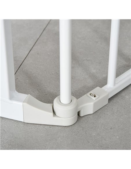PawHut Pet Safety Gate, 3 Panels Playpen Fireplace, Metal Fence, Stair Barrier, Room Divider w/ Walk-Through Door - White - pic 143343 | FastDaddyshop