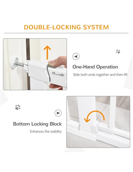 PawHut Dog Gate with Cat Flap Pet Safety Gate Barrier, Stair Pressure Fit, Auto Close, Double Locking, for Doorways, Hallways, 7 - pic 143348 | FastDaddyshop