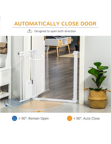 PawHut Dog Gate with Cat Flap Pet Safety Gate Barrier, Stair Pressure Fit, Auto Close, Double Locking, for Doorways, Hallways, 7