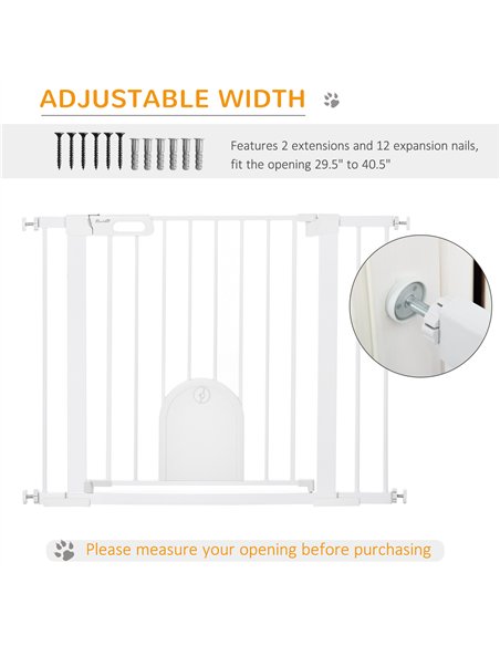 PawHut Dog Gate with Cat Flap Pet Safety Gate Barrier, Stair Pressure Fit, Auto Close, Double Locking, for Doorways, Hallways, 7 - pic 143351 | FastDaddyshop