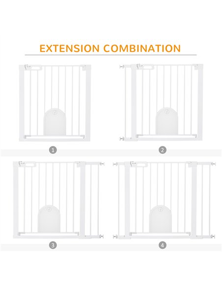 PawHut Dog Gate with Cat Flap Pet Safety Gate Barrier, Stair Pressure Fit, Auto Close, Double Locking, for Doorways, Hallways, 7 - pic 143352 | FastDaddyshop