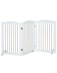 PawHut Foldable Dog Gate, Freestanding Pet Gate, with Two Support Feet, for Staircases, Hallways, Doorways - White