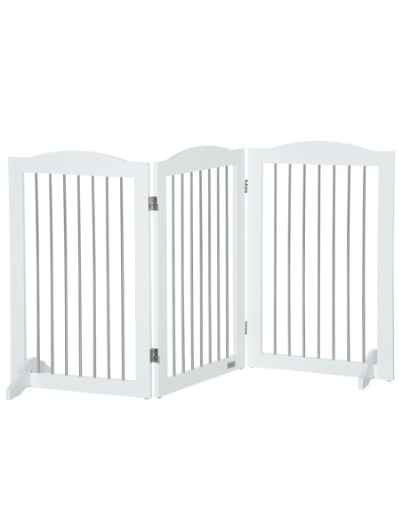 PawHut Foldable Dog Gate, Freestanding Pet Gate, with Two Support Feet, for Staircases, Hallways, Doorways - White - pic 143354 | FastDaddyshop